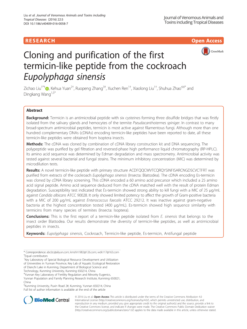 Cloning and Purification of the First Termicin-Like Peptide from The