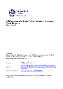 A Survey of March 12 Novels Günay-Erkol, C