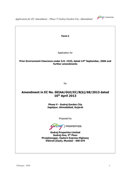 Amendment in EC No. SEIAA/GUJ/EC/8(B)/68/2013 Dated 16Th April 2013