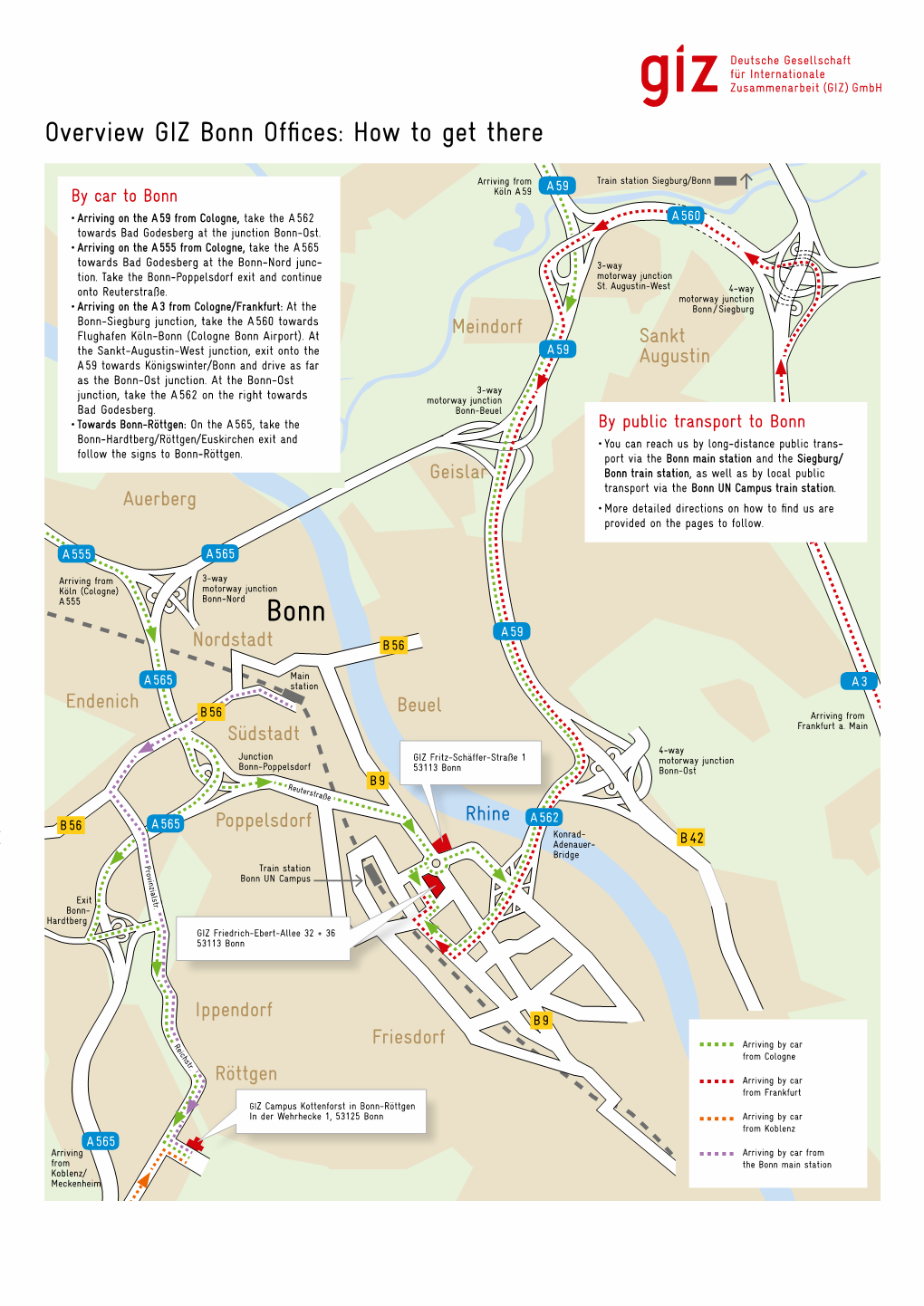 GIZ Bonn Offices: How to Get There Richtung Köln a 59 a 3