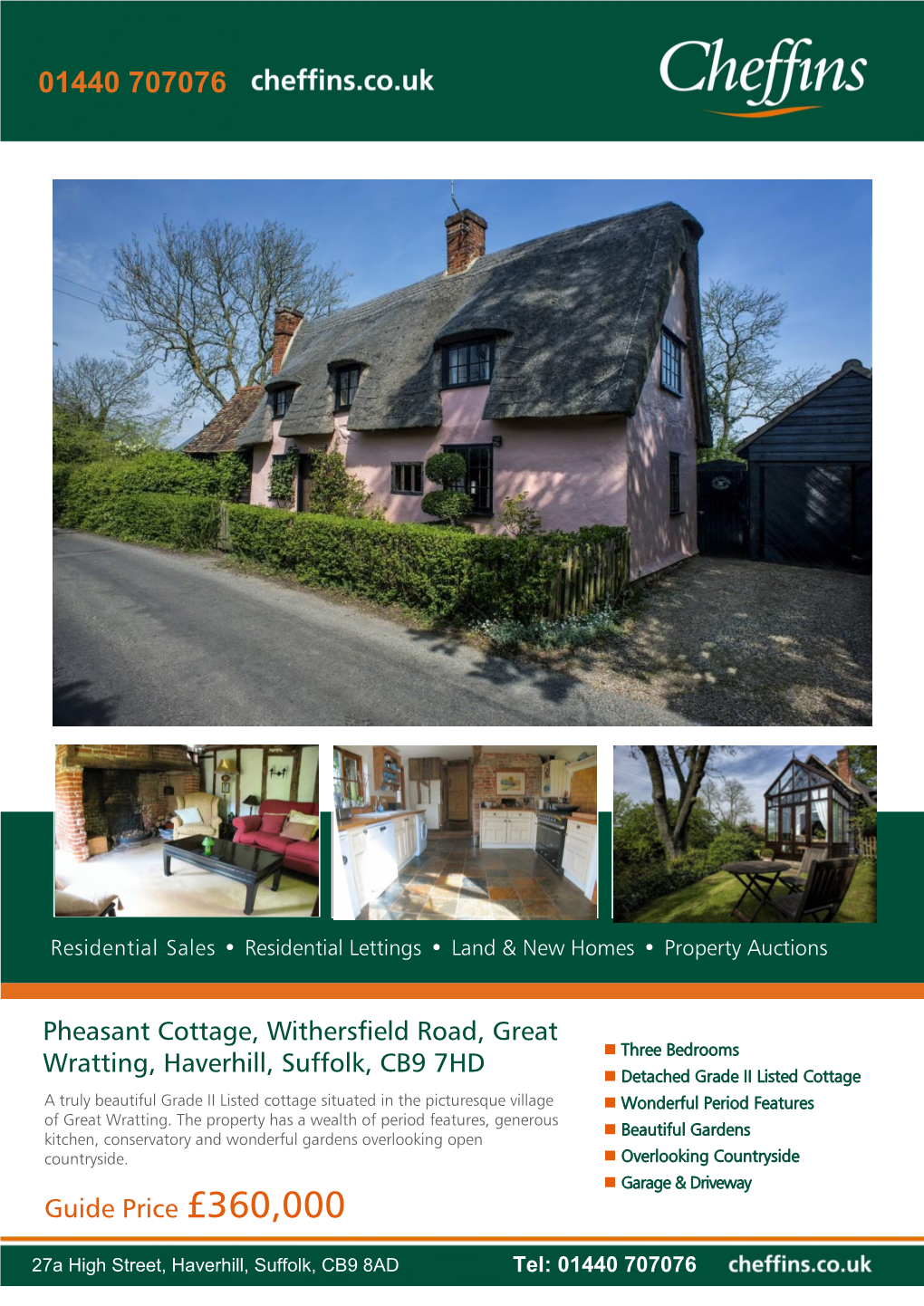 Pheasant Cottage, Withersfield Road, Great Wratting, Haverhill, Suffolk, CB9 7HD Guide Price £360,000