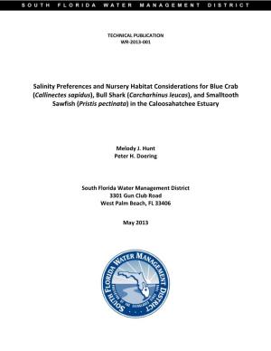 Salinity Preferences and Nursery Habitat Considerations for Blue Crab