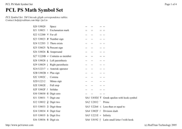 PCL PS Math Symbol Set Page 1 of 4 PCL PS Math Symbol Set