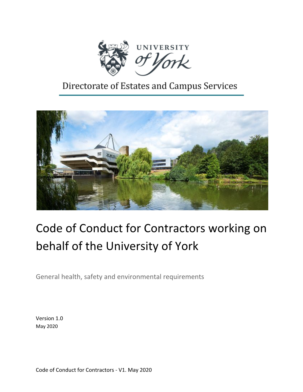 Code of Conduct for Contractors Working on Behalf of the University of York