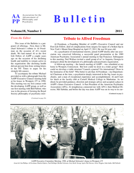 AAPP Bulletin Vol 18 #1, 2011