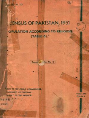 Population According to Religion, Tables-6, Pakistan