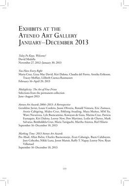 Exhibits at the Ateneo Art Gallery January–December 2013