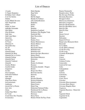 List of Dances