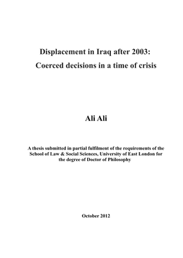 Displacement in Iraq After 2003: Coerced Decisions in a Time of Crisis