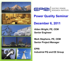 Power Quality Seminar December 6, 2011