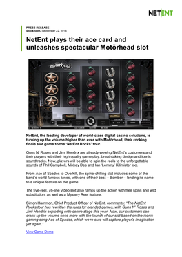Netent Plays Their Ace Card and Unleashes Spectacular Motörhead Slot