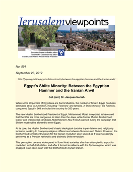 Egypt's Shiite Minority: Between the Egyptian Hammer and the Iranian