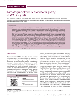 Lamotrigine Effects Sensorimotor Gating in WAG/Rij Rats