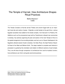 The Temple of Karnak: How Architecture Shapes Ritual Practices