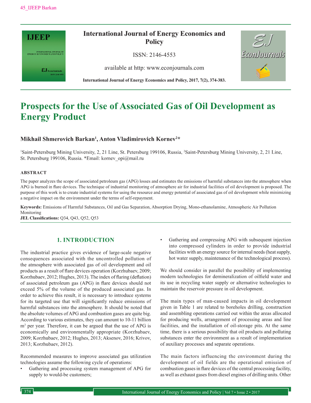 Prospects for the Use of Associated Gas of Oil Development As Energy Product