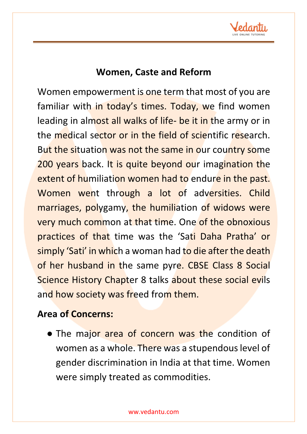 Women, Caste and Reform Women Empowerment Is One Term That Most of You Are Familiar with in Today’S Times