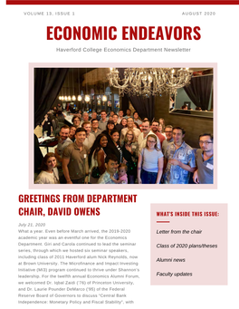 ECONOMIC ENDEAVORS Haverford College Economics Department Newsletter