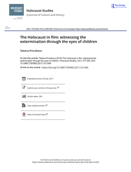 "The Holocaust in Film: Witnessing the Extermination Through The