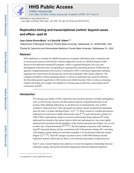 Replication Timing and Transcriptional Control: Beyond Cause and Effect—Part III