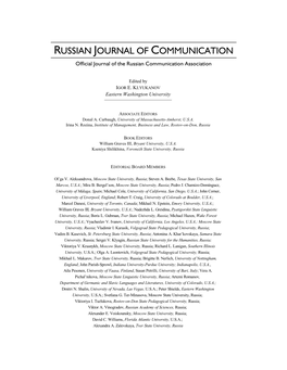 RUSSIAN JOURNAL of COMMUNICATION Official Journal of the Russian Communication Association