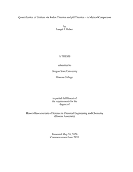 Quantification of Lithium Via Redox Titration and Ph Titration – a Method Comparison