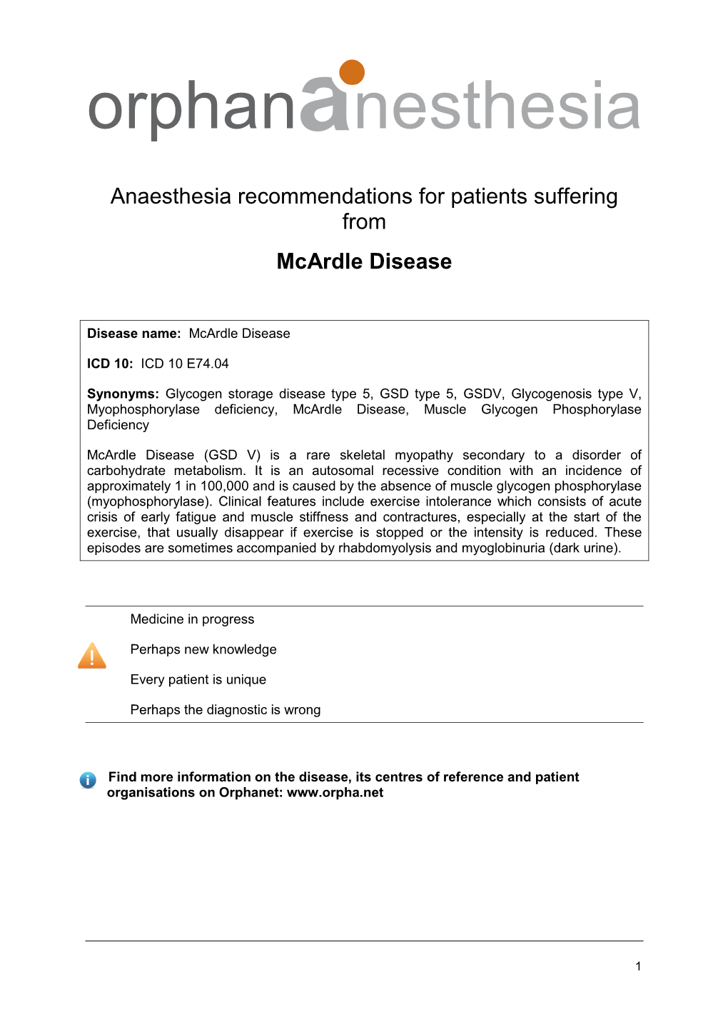 Mcardle Disease