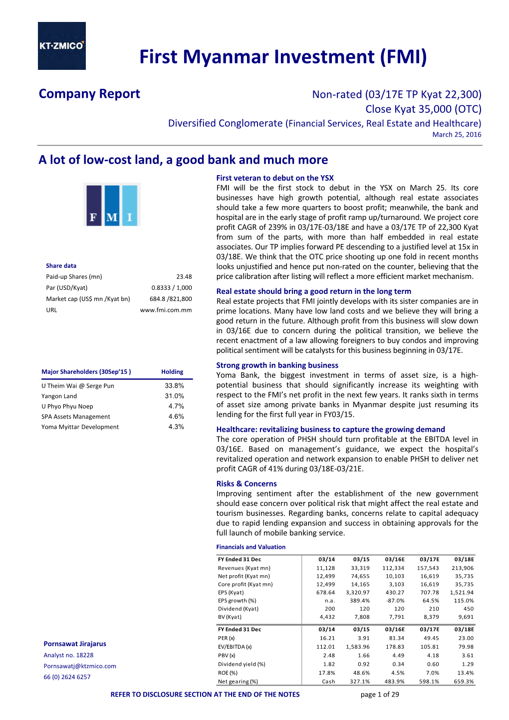 First Myanmar Investment (FMI)