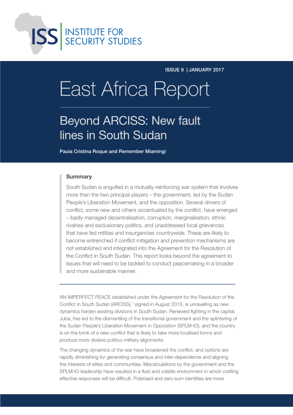 Beyond ARCISS: New Fault Lines in South Sudan