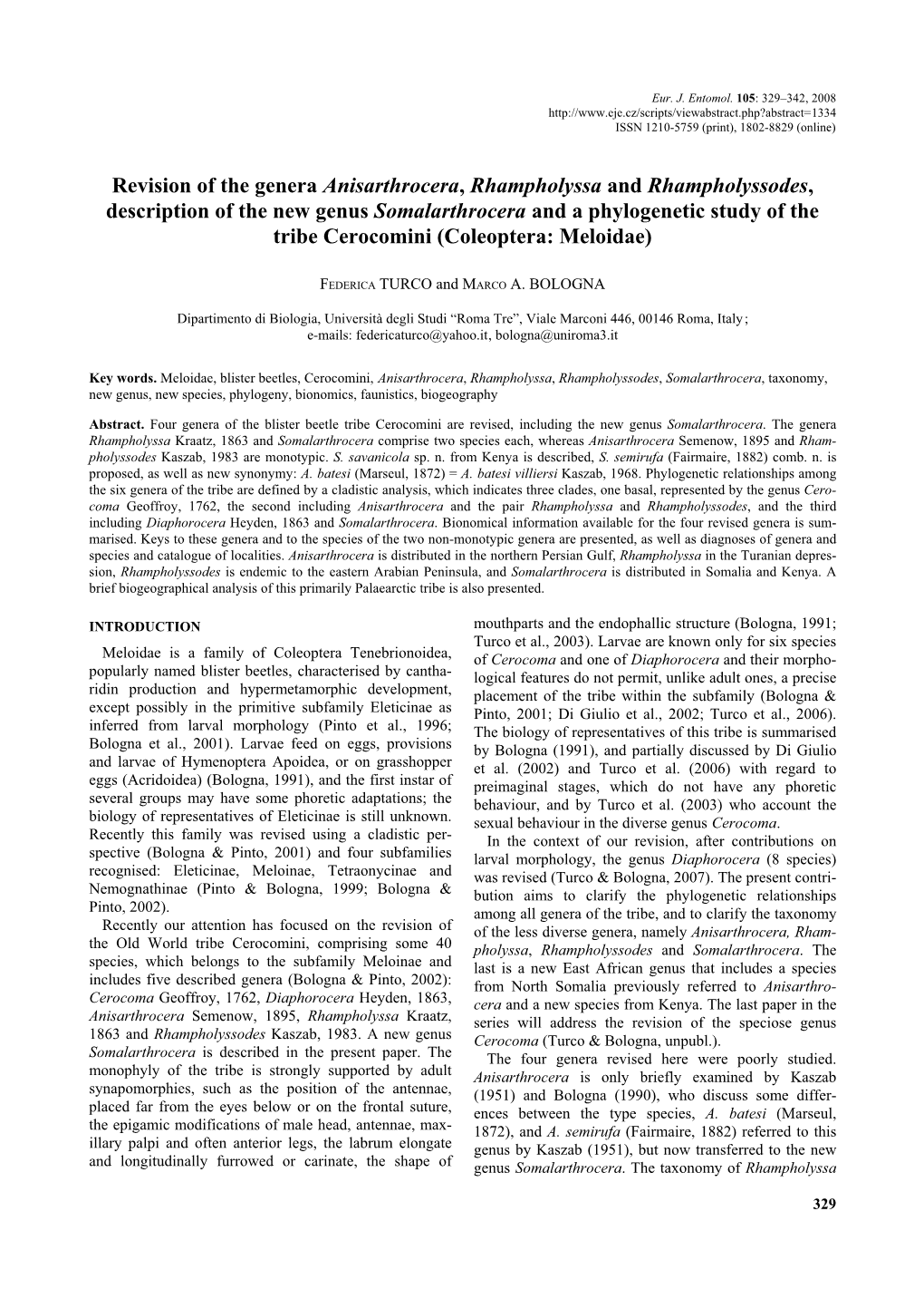 Revision of the Genera Anisarthrocera, Rhampholyssa And