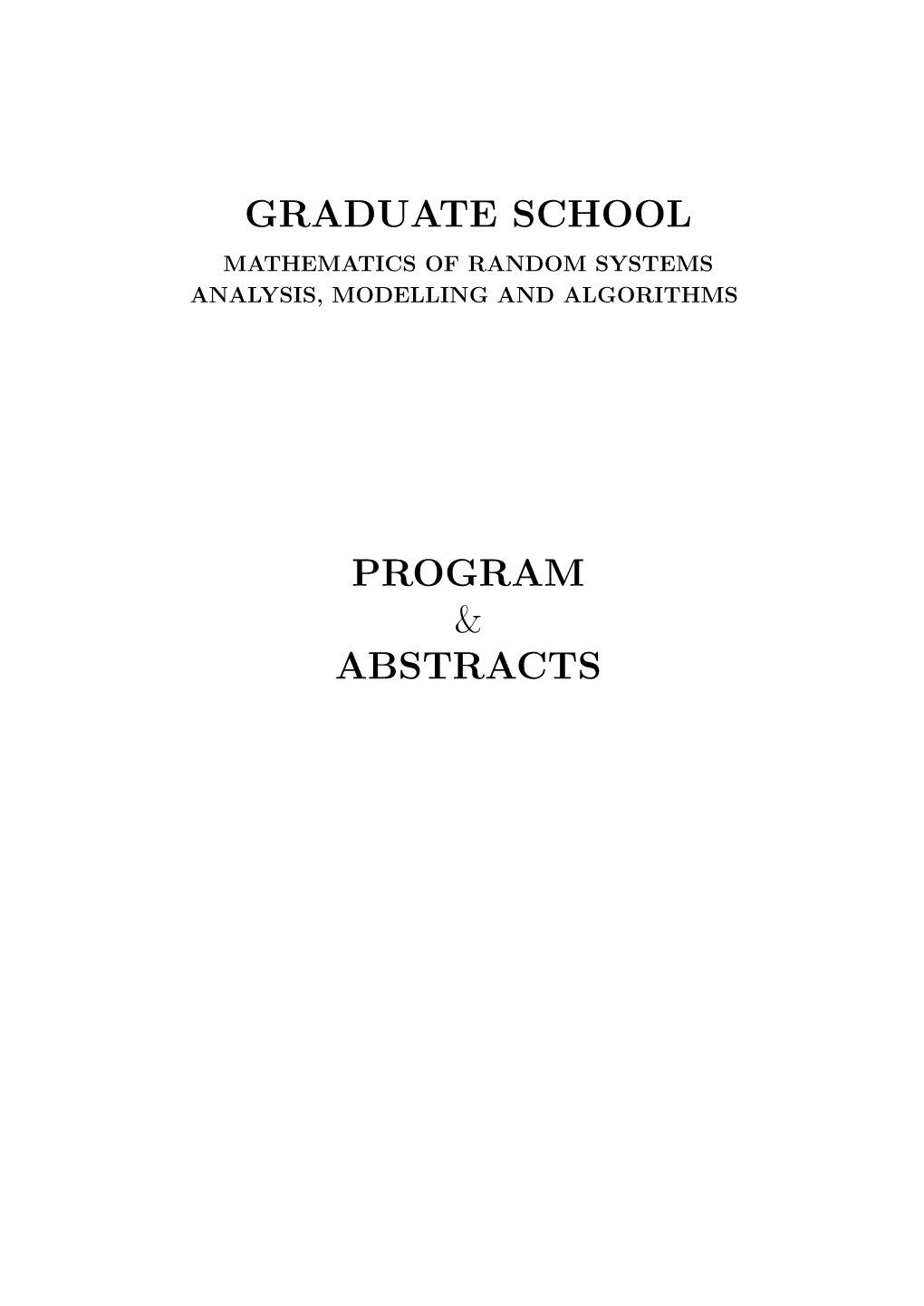 Graduate School Program & Abstracts