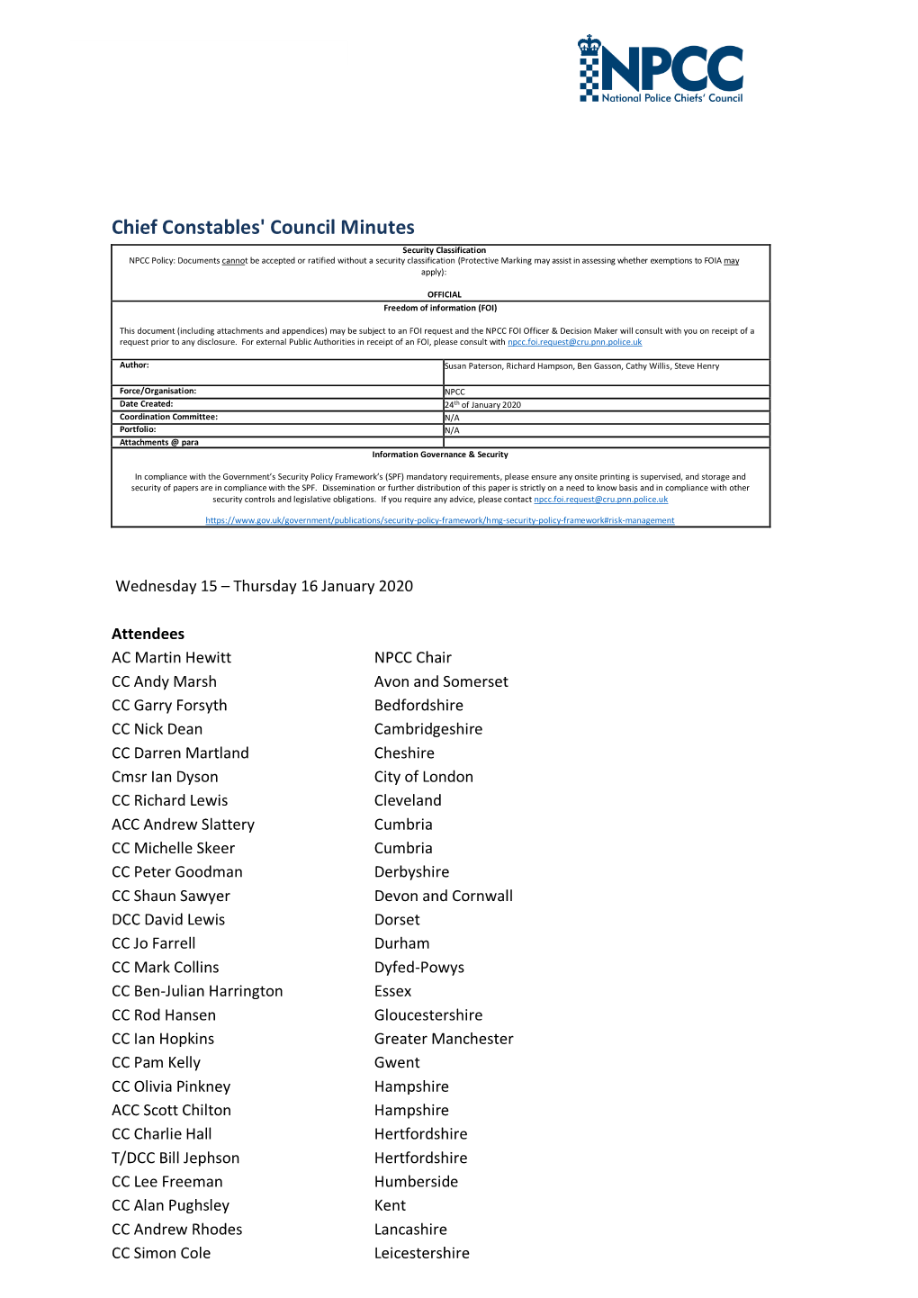 Chief Constables' Council Minutes