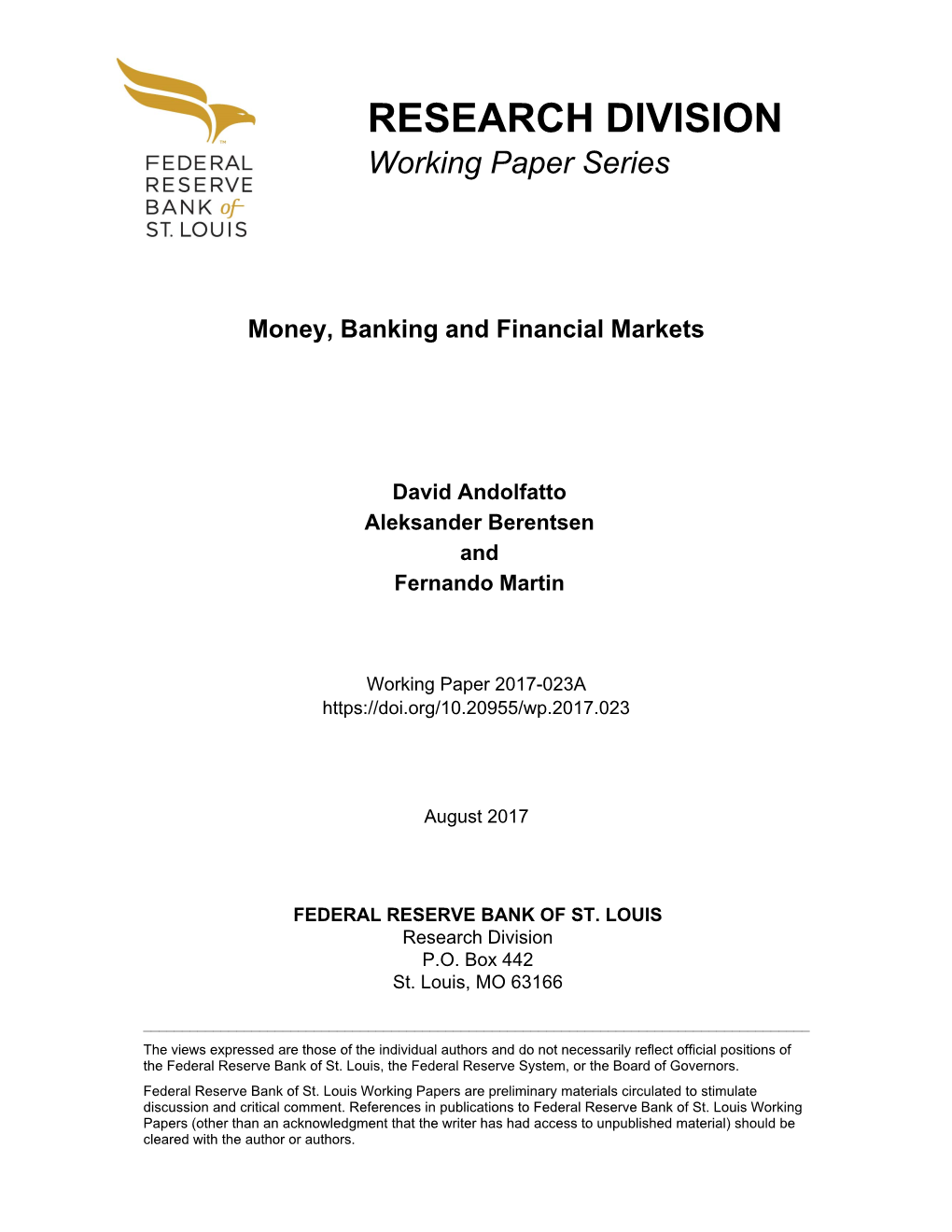 Money, Banking and Financial Markets