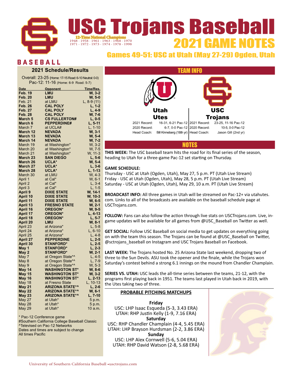 USC Trojans Baseball on Facebook