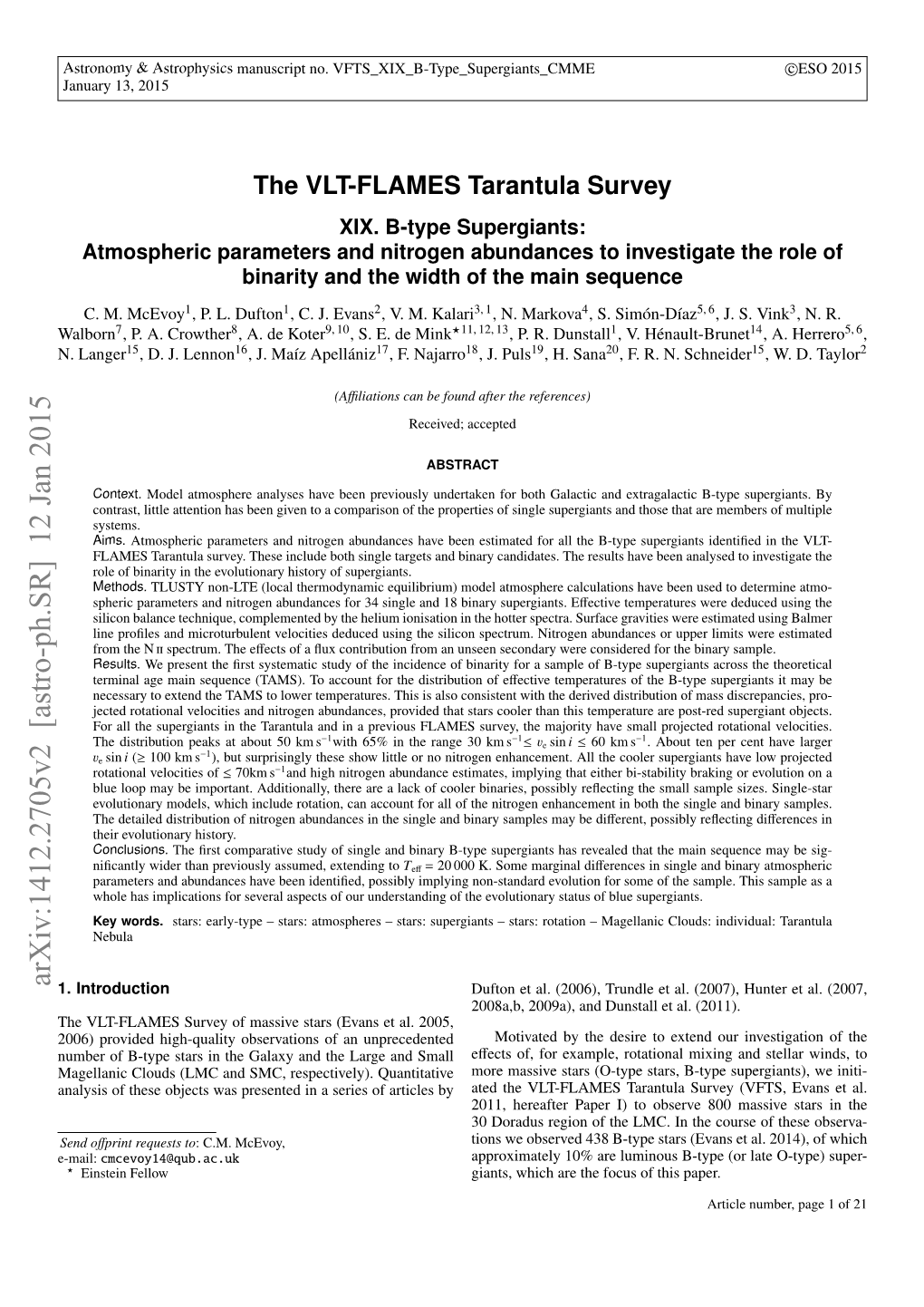 Arxiv:1412.2705V2 [Astro-Ph.SR] 12 Jan 2015 1