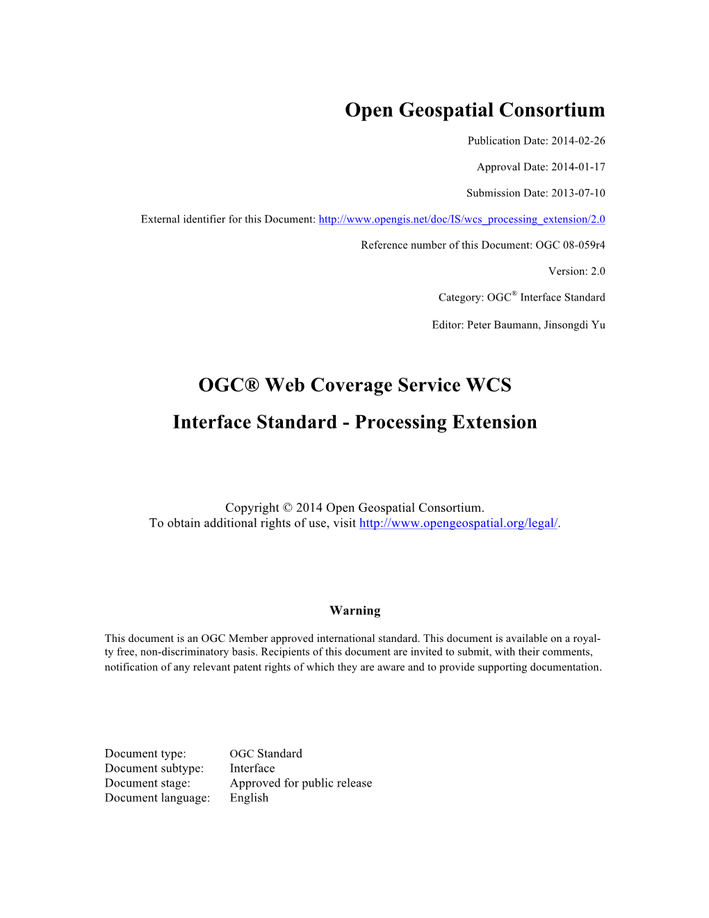 OGC 08-059R4: OGC Web Coverage Service