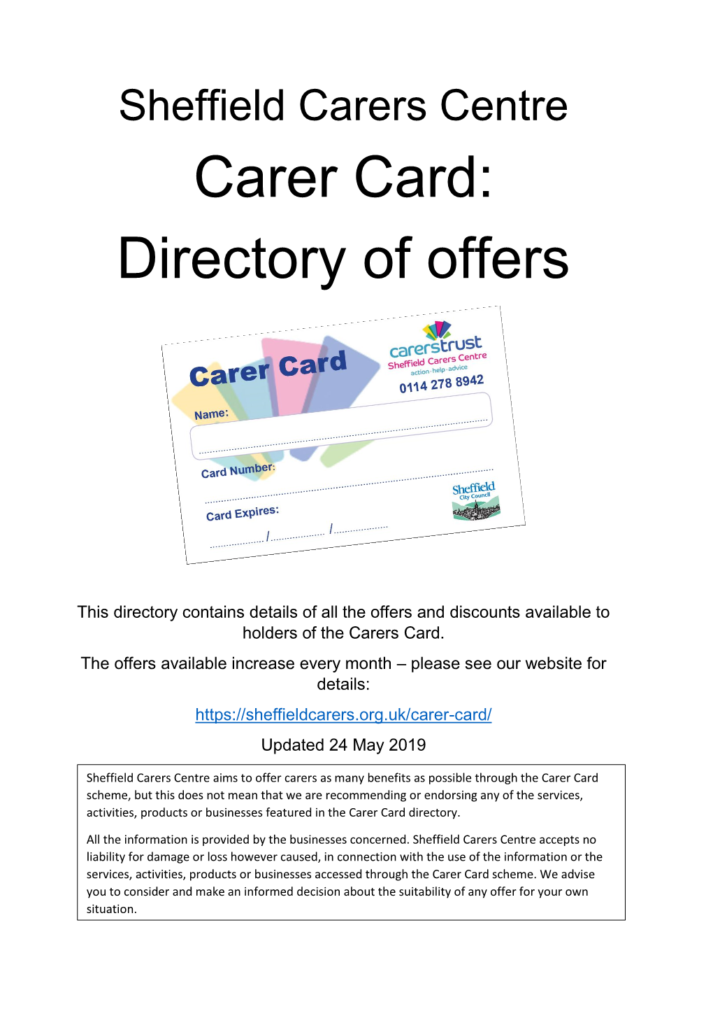 Carer Card: Directory of Offers