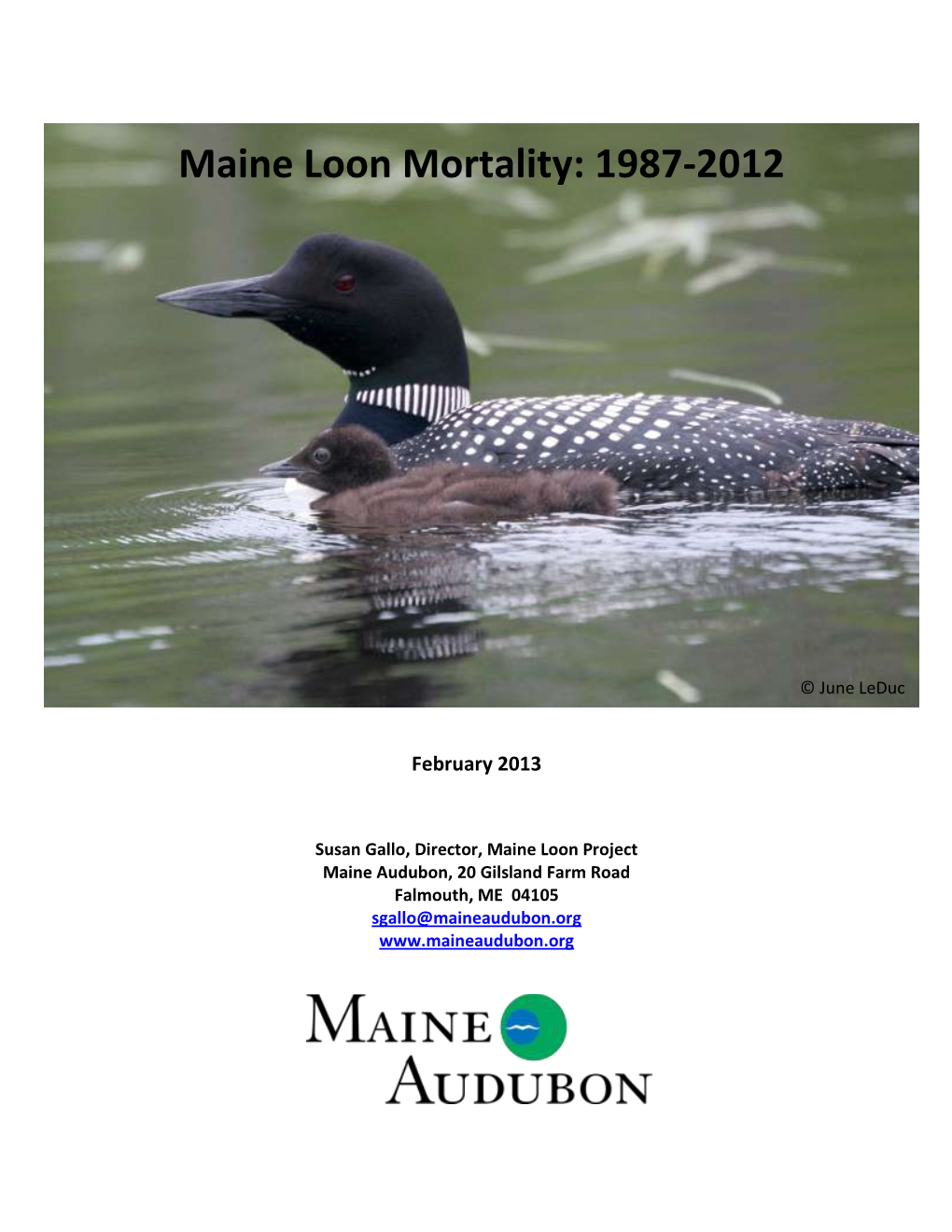 Maine Loon Mortality: 1987-2012