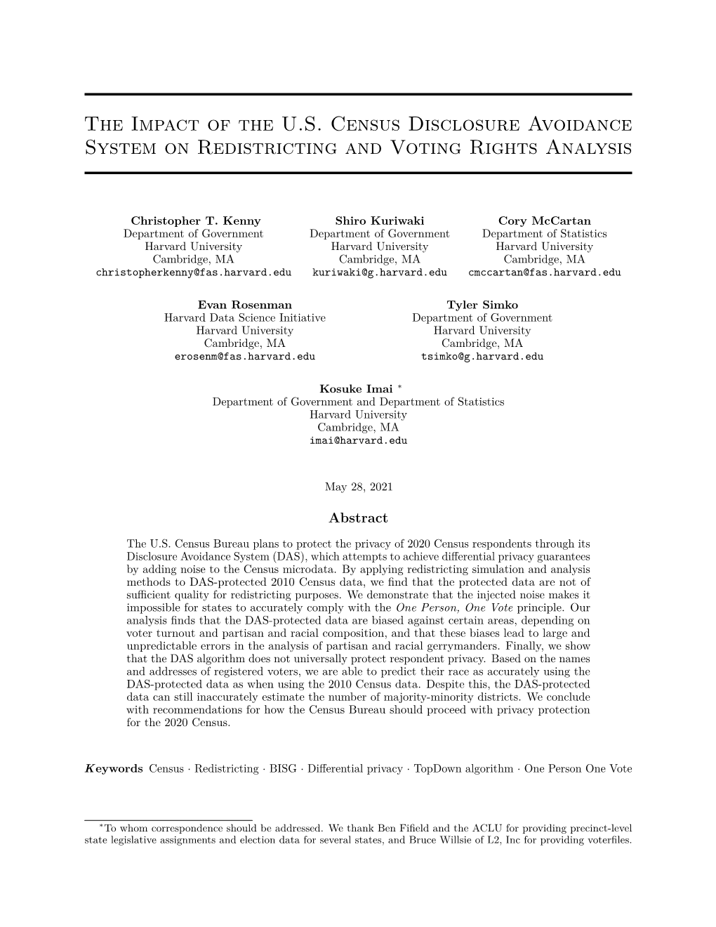 The Impact of the U.S. Census Disclosure Avoidance System on Redistricting and Voting Rights Analysis