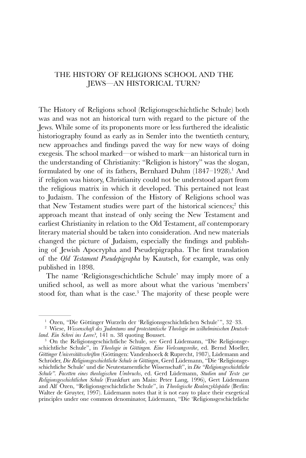 The History of Religions School (Religionsgeschichtliche Schule) Both Was and Was Not an Historical Turn with Regard to the Picture of the Jews