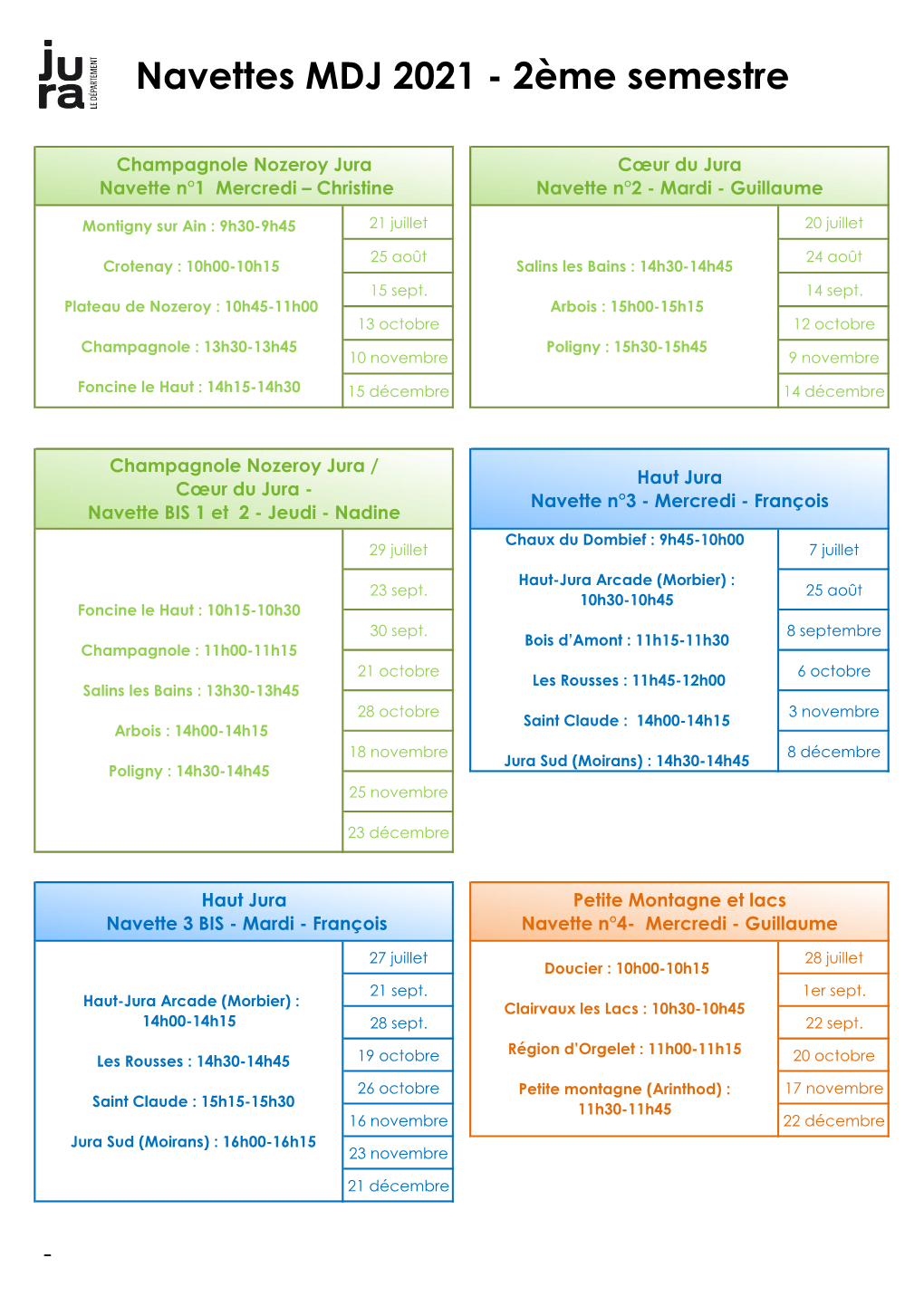 Navettes MDJ 2021 - 2Ème Semestre
