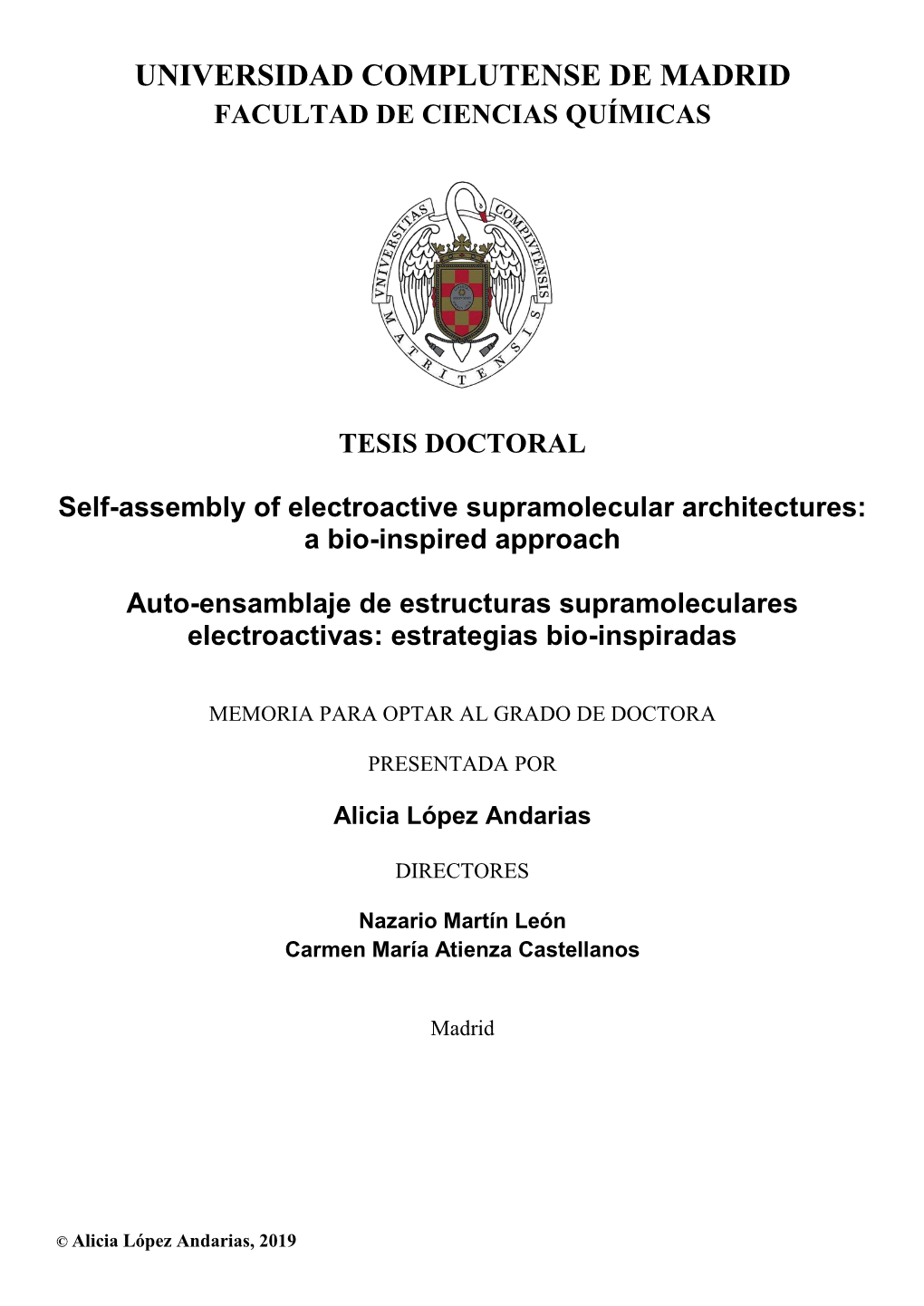 Self-Assembly of Electroactive Supramolecular Architectures: a Bio-Inspired Approach