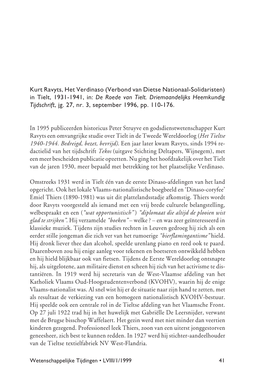 Kurt Ravyts, Het Verdinaso (Verbond Van Dietse Nationaal-Solidaristen) in Tielt, 1931-1941, In: De Roede Van Tielt. Driemaandelijks Heemkundig Tijdschrift, Jg