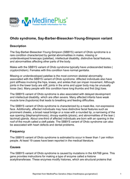 Ohdo Syndrome, Say-Barber-Biesecker-Young-Simpson Variant