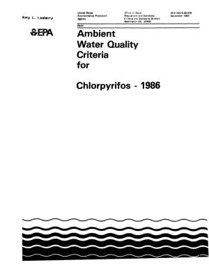 Ambient Water Quality Criteria for Chlorpyrifos