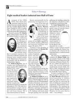 Eight Medical Leaders Inducted Into Hall of Fame