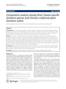 Comparative Analysis Among Three Taiwan-Specific Gentiana Species and Chinese Medicinal Plant Gentiana Scabra