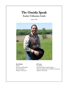 The Oneida Speak Teacher Utilization Guide