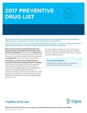 Preventive Generic Drugs Listing