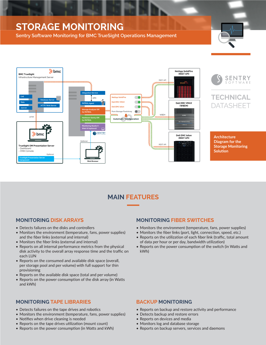 STORAGE MONITORING Sentry Software Monitoring for BMC Truesight Operations Management