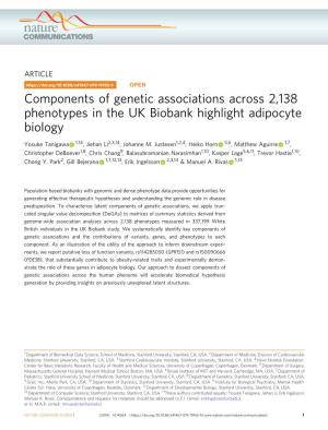 Components of Genetic Associations Across 2,138 Phenotypes in the UK Biobank Highlight Adipocyte Biology